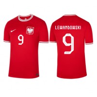 Camiseta Polonia Robert Lewandowski #9 Segunda Equipación Replica Mundial 2022 mangas cortas
